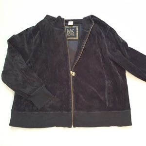 Michael Kors 3XL Suede Jacket Hoodie Black Womans